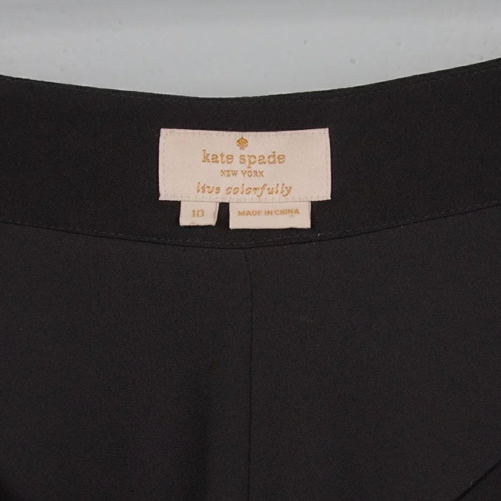 Kate Spade black 100% silk fluid culottes shorts-10